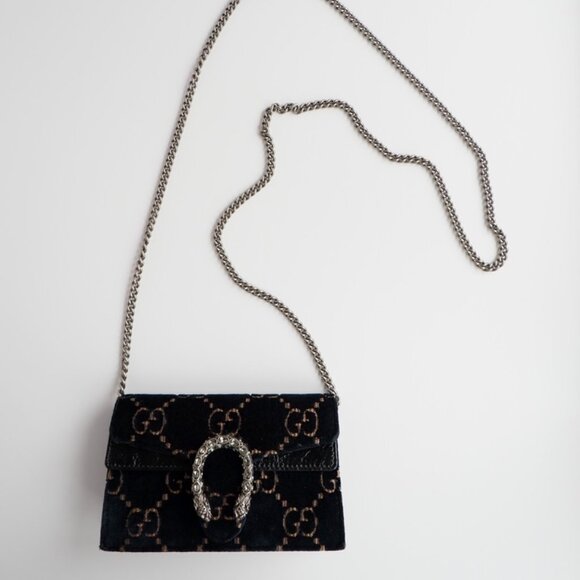 Authentic Preowned Gucci Navy Velvet Super Mini Dionysus Bag - Picture 1 of 16